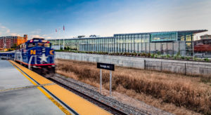 Train entering Raleigh Union Station