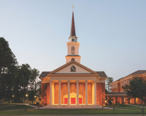 Evening shot of Regent University Chapel & Divinity