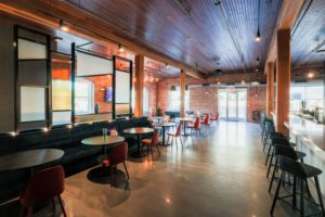 Interior construction of bar seating area
