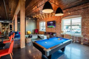 Interior construction of bar and pool table
