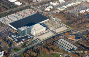 Bird's eye view of Dollar Tree Headquarters and Parking Garage