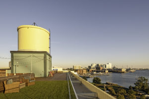 Apartment roof overlooking water
