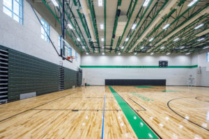 Milwee Middle School interior construction of a basketball court