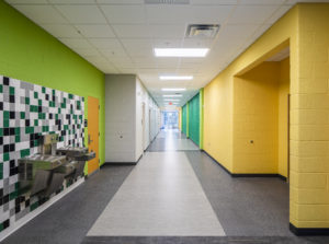 Milwee Middle School interior construction of a basketball court