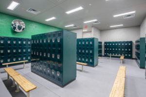 Milwee Middle School interior construction of a locker room