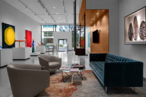 Perry Glass art collection interior construction design with artwork