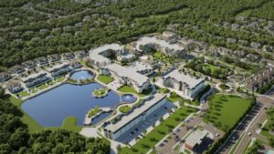 BIM digital construction rendering of Seartone aerial view