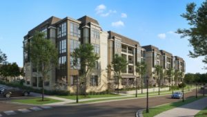 BIM digital construction rendering of SearStone exterior