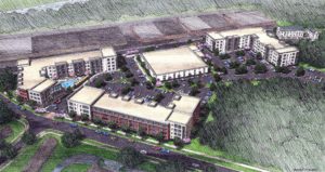 Preconstruction planning rendering for The Quarter exterior